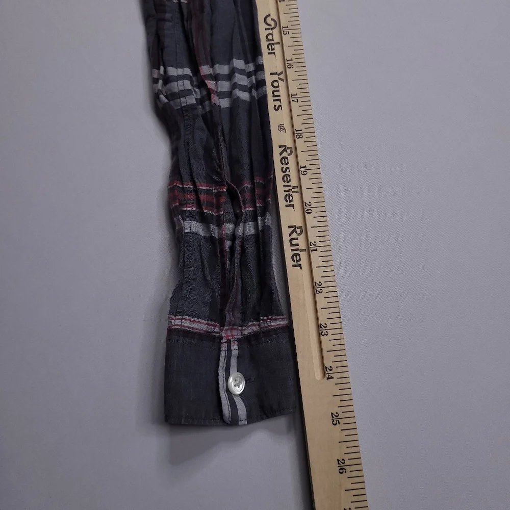 Theory Rammy Mantra Linen-Cotton Shirt Button Up Preppy Designer Plaid Small - Picture 9 of 9